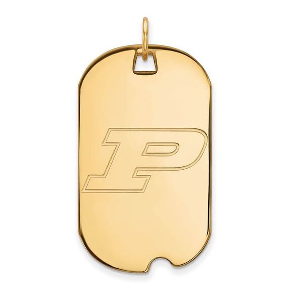 10k Yellow Gold Purdue Large Initial P Dog Tag Pendant